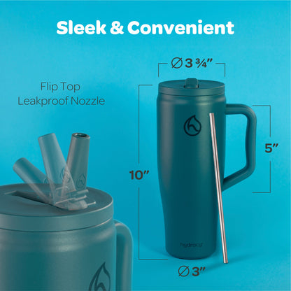 Hydracy Soulmate 40oz Insulated Tumbler with Handle & Straw — IceVault Triple Insulation, BPA-Free, Leakproof Lid, Dishwasher Safe