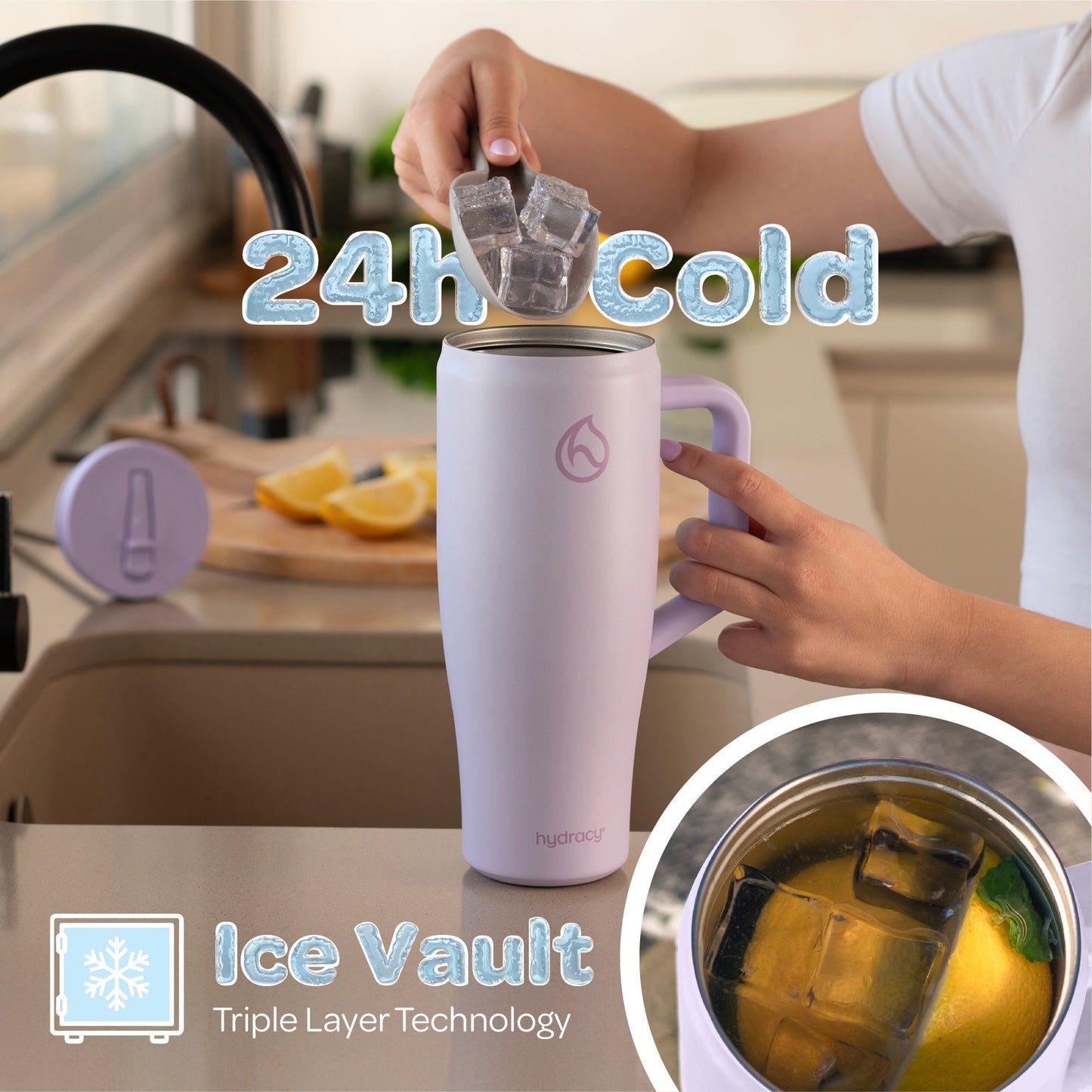 Hydracy Soulmate 40oz Insulated Tumbler with Handle & Straw — IceVault Triple Insulation, BPA-Free, Leakproof Lid, Dishwasher Safe