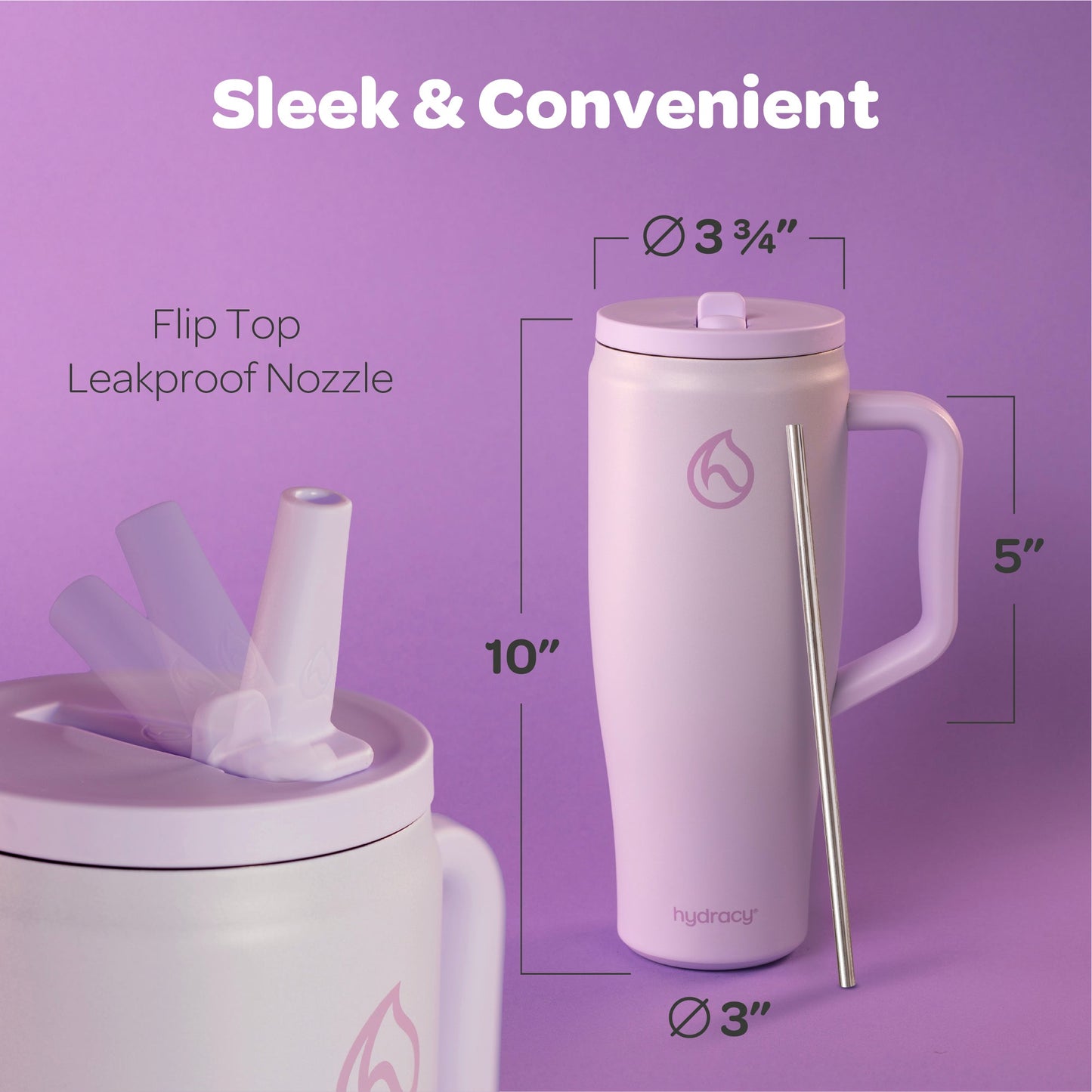 Hydracy Soulmate 40oz Insulated Tumbler with Handle & Straw — IceVault Triple Insulation, BPA-Free, Leakproof Lid, Dishwasher Safe