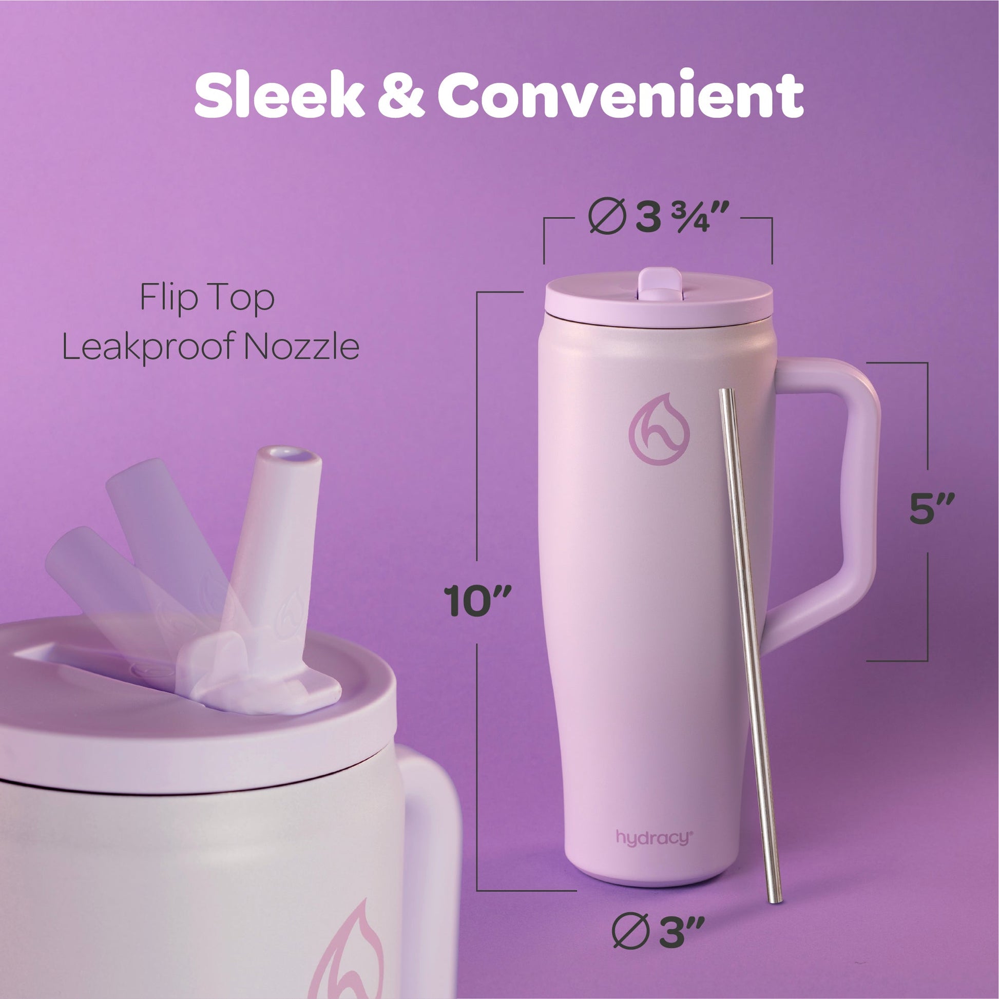 Hydracy Soulmate 40oz Insulated Tumbler with Handle & Straw — IceVault Triple Insulation, BPA-Free, Leakproof Lid, Dishwasher Safe