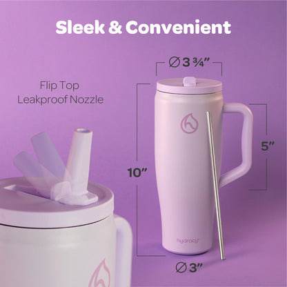 Hydracy Soulmate 40oz Insulated Tumbler with Handle & Straw — IceVault Triple Insulation, BPA-Free, Leakproof Lid, Dishwasher Safe