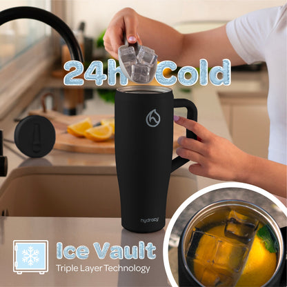 Hydracy Soulmate 40oz Insulated Tumbler with Handle & Straw — IceVault Triple Insulation, BPA-Free, Leakproof Lid, Dishwasher Safe