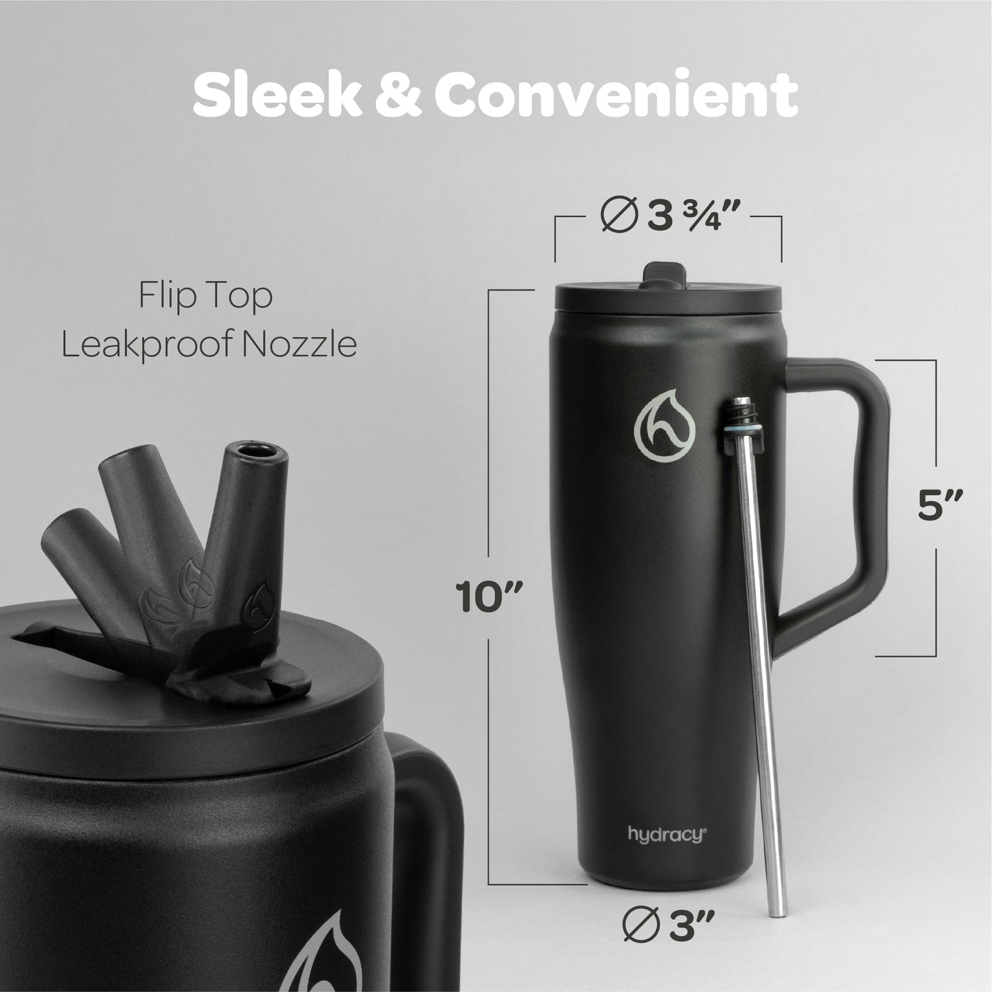 Hydracy Soulmate 40oz Insulated Tumbler with Handle & Straw — IceVault Triple Insulation, BPA-Free, Leakproof Lid, Dishwasher Safe