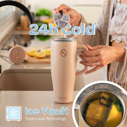 Hydracy Soulmate 40oz Insulated Tumbler with Handle & Straw — IceVault Triple Insulation, BPA-Free, Leakproof Lid, Dishwasher Safe