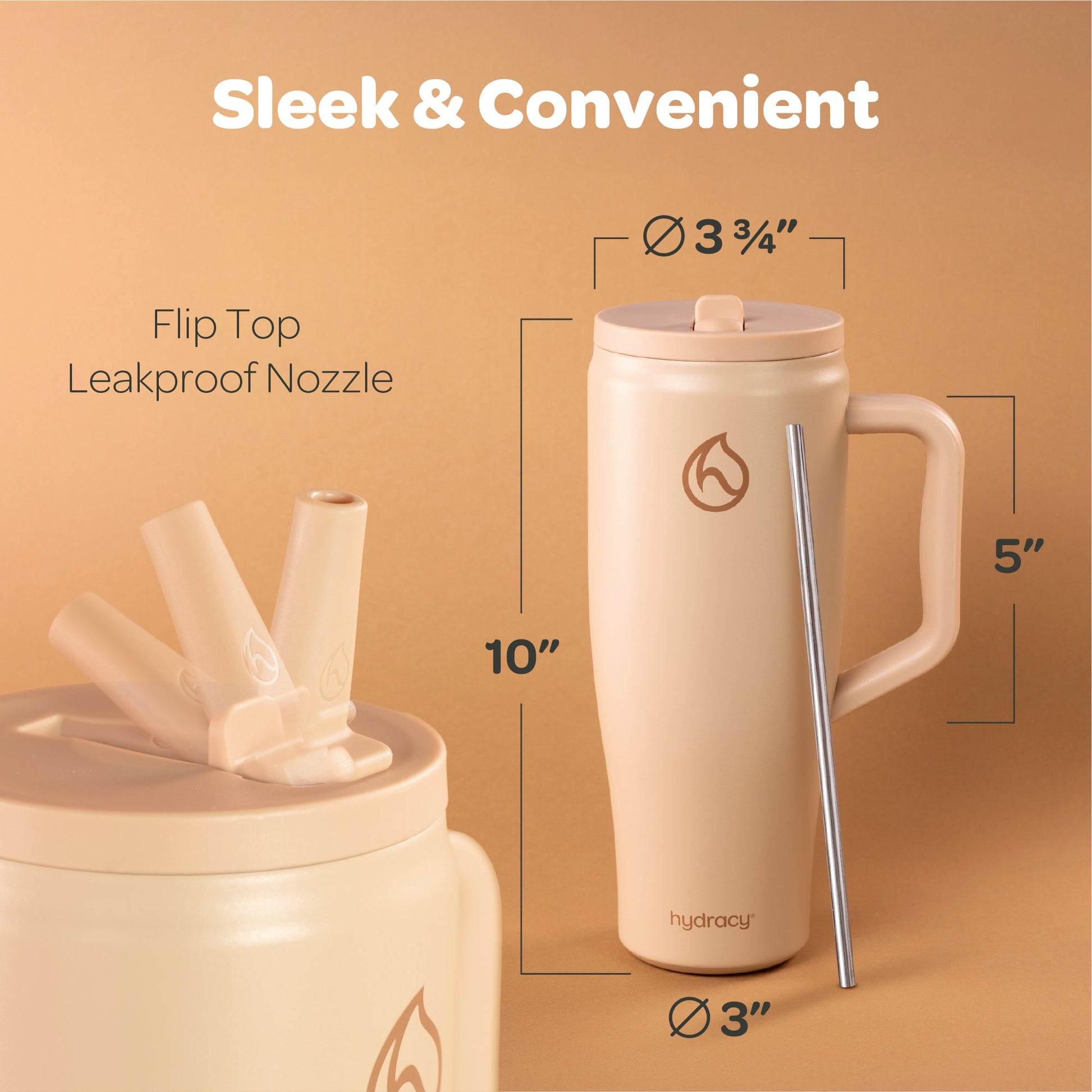 Hydracy Soulmate 40oz Insulated Tumbler with Handle & Straw — IceVault Triple Insulation, BPA-Free, Leakproof Lid, Dishwasher Safe
