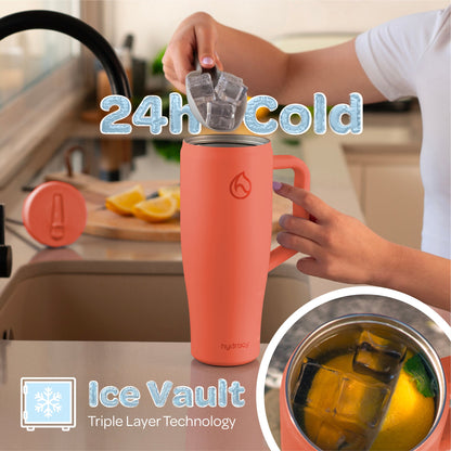 Hydracy Soulmate 40oz Insulated Tumbler with Handle & Straw — IceVault Triple Insulation, BPA-Free, Leakproof Lid, Dishwasher Safe
