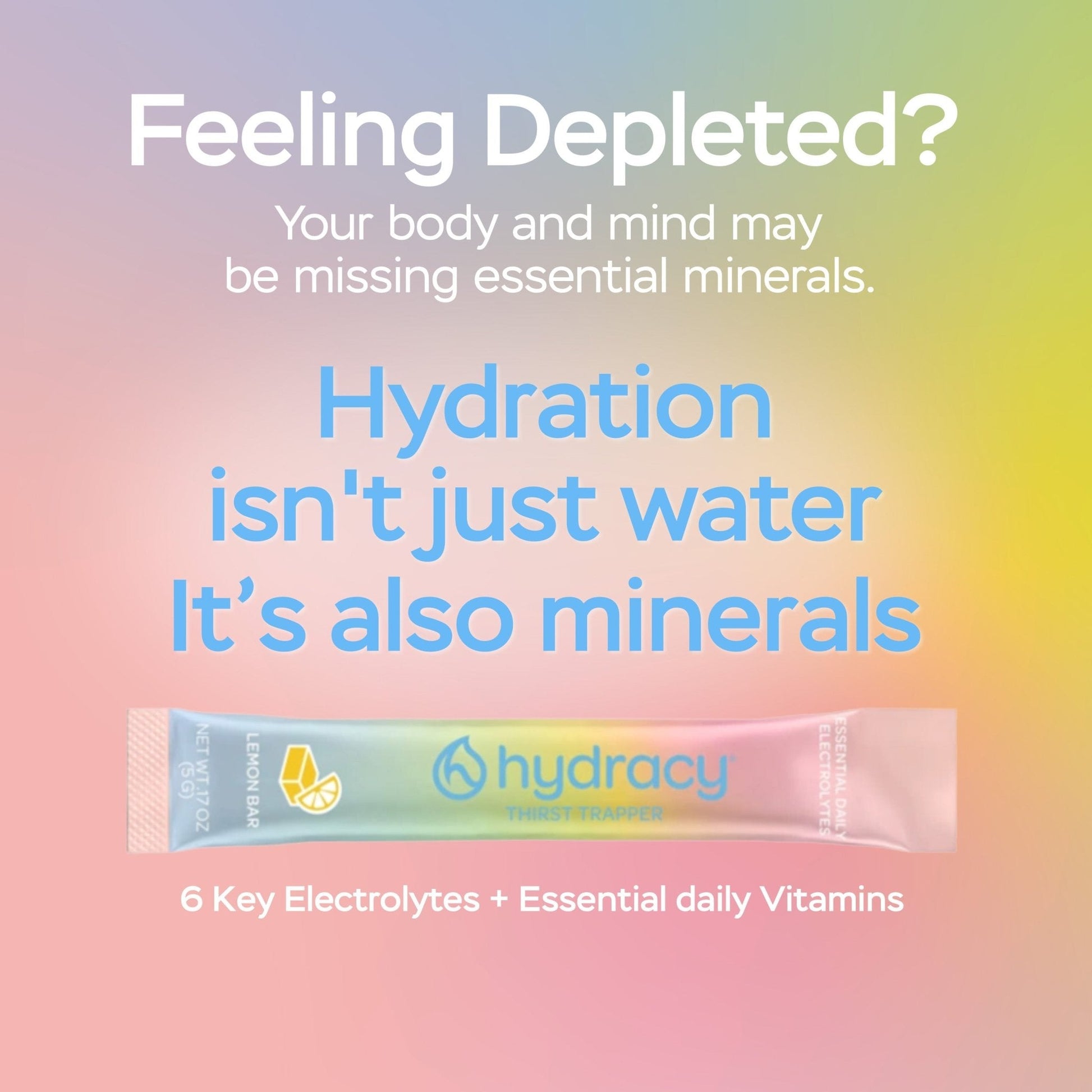 Hydracy Essential Daily Electrolyte Stick Packs (30 Count) - Lemon Bar