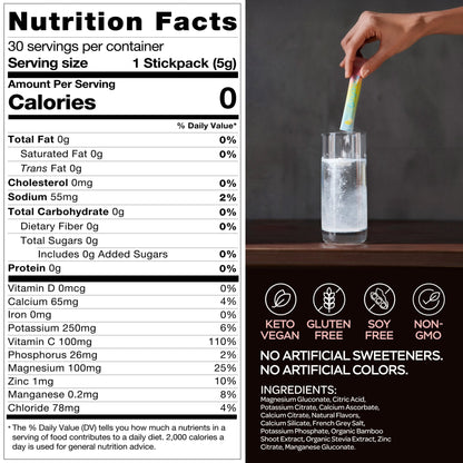 Hydracy Essential Daily Electrolyte Stick Packs (30 Count) - Lemon Bar
