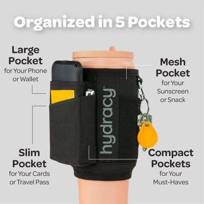 Hydracy Soulmate 40oz Tumbler Carrier Bag — Insulated, Padded Crossbody Strap, 5 Pockets, Fits Stanley/Hydro Flask Tumblers